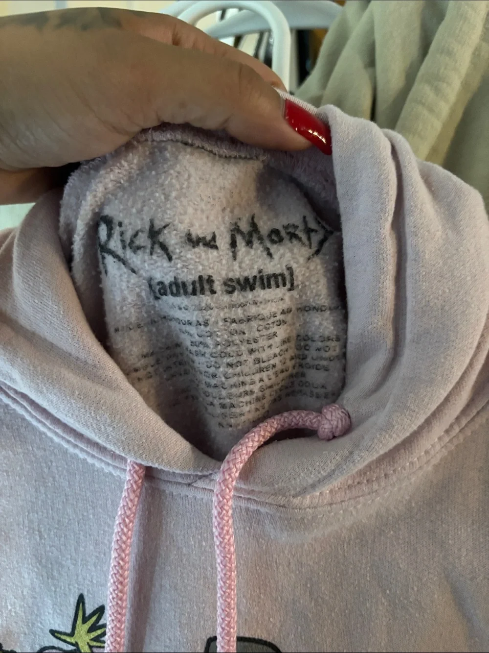 Rick and Morty Men's Pink Graphic Hoodie Sweatshirt with Skull Art